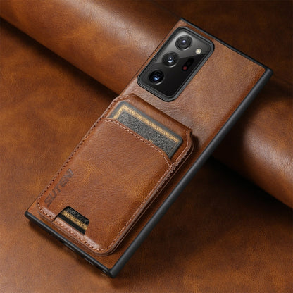 Pour étui de téléphone arrière à rabat en cuir avec béquille Suteni H02 pour Samsung Galaxy Note20 Ultra 5G (marron)