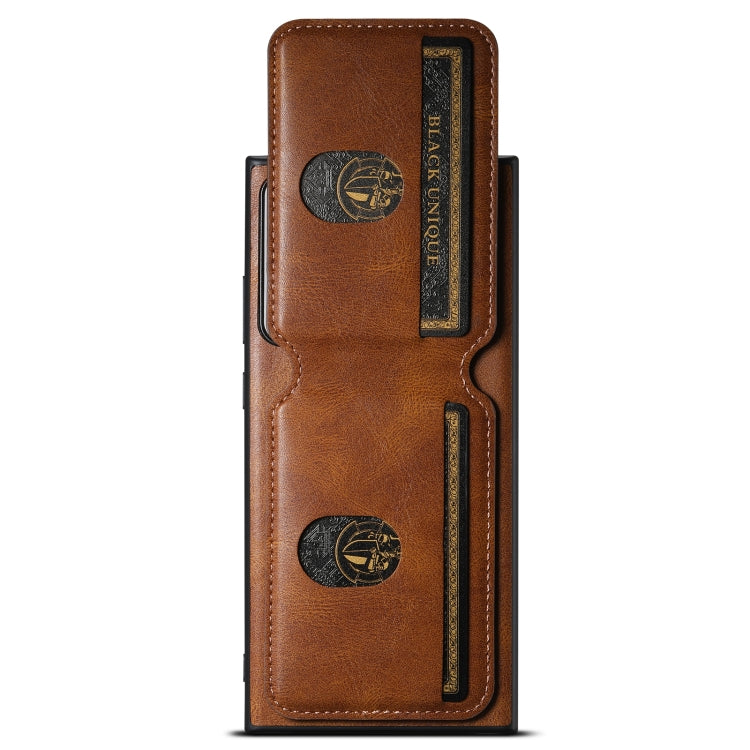 Pour étui de téléphone arrière à rabat en cuir avec béquille Suteni H02 pour Samsung Galaxy Note20 Ultra 5G (marron)