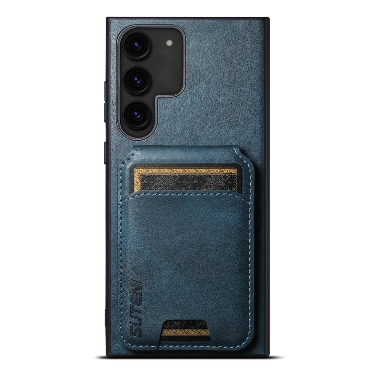 Pour Samsung Galaxy S24+ 5G Étui portefeuille en cuir avec béquille Suteni H02 (bleu)