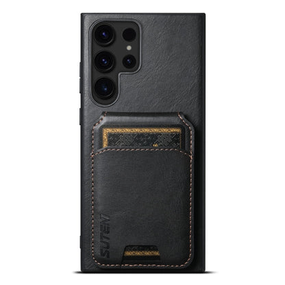 For Samsung Galaxy S24 Ultra 5G Suteni H02 Leather Wallet Stand Back Phone Case(Black)