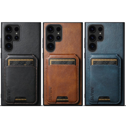 Pour Samsung Galaxy S24+ 5G Étui portefeuille en cuir avec béquille Suteni H02 (bleu)
