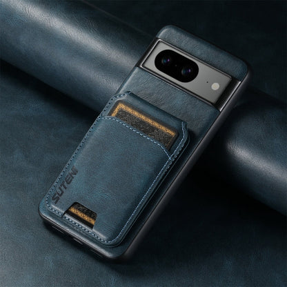 For Google Pixel 6 Suteni H02 Leather Wallet Stand Back Phone Case(Blue)