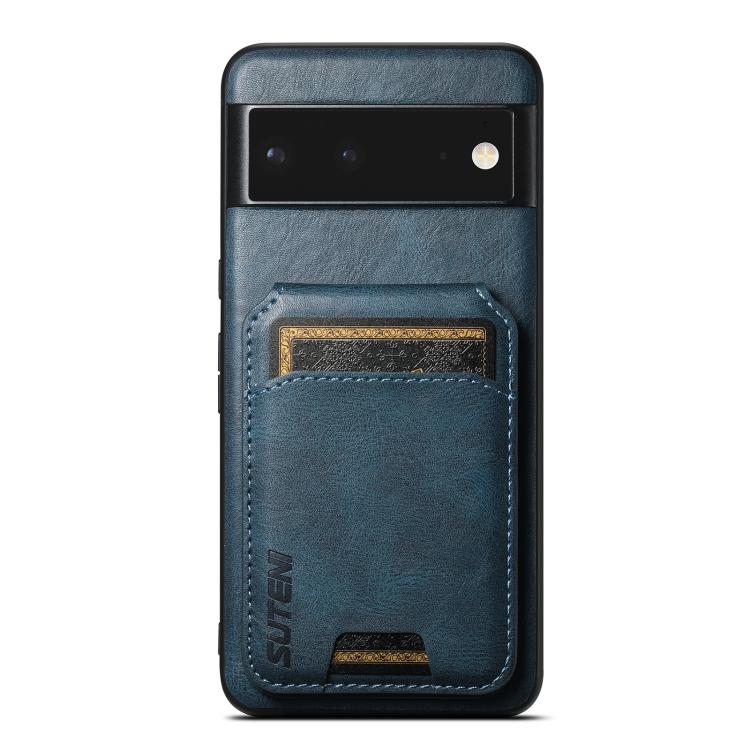 For Google Pixel 6 Suteni H02 Leather Wallet Stand Back Phone Case(Blue)