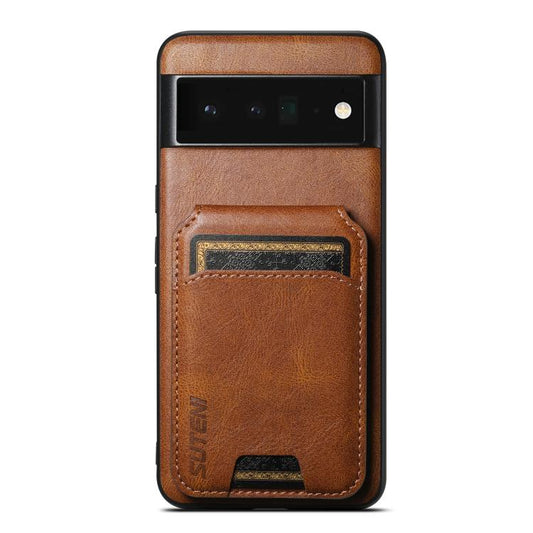 Pour Google Pixel 6 Pro Étui portefeuille en cuir Suteni H02 avec support (marron)