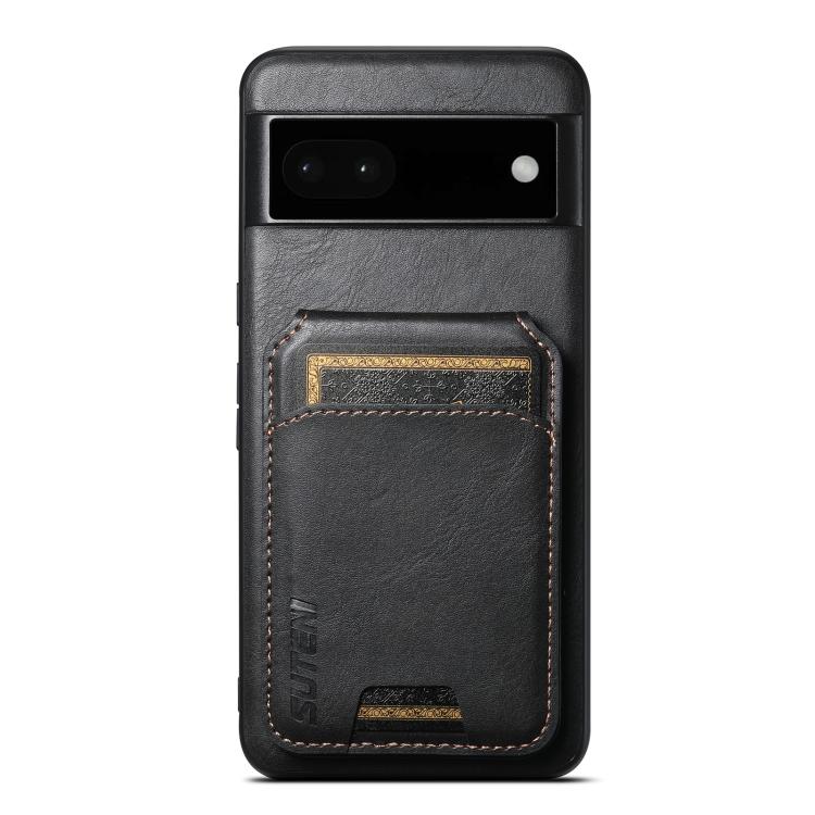 Pour la coque de téléphone arrière à rabat en cuir Suteni H02 pour Google Pixel 6a (noir)
