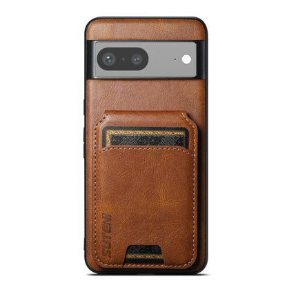 For Google Pixel 7 Suteni H02 Leather Wallet Stand Back Phone Case(Brown)