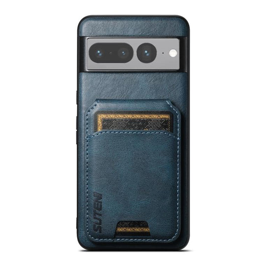 Pour Google Pixel 7 Pro Étui portefeuille en cuir Suteni H02 avec béquille (bleu)