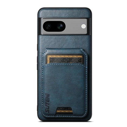 Pour Google Pixel 7a Étui de téléphone en cuir Suteni H02 avec support et portefeuille (bleu)