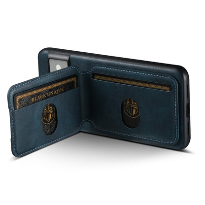 Pour Google Pixel 7a Étui de téléphone en cuir Suteni H02 avec support et portefeuille (bleu)