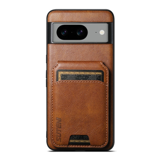 Pour Google Pixel 8 Suteni H02 Étui portefeuille en cuir avec support arrière (marron)