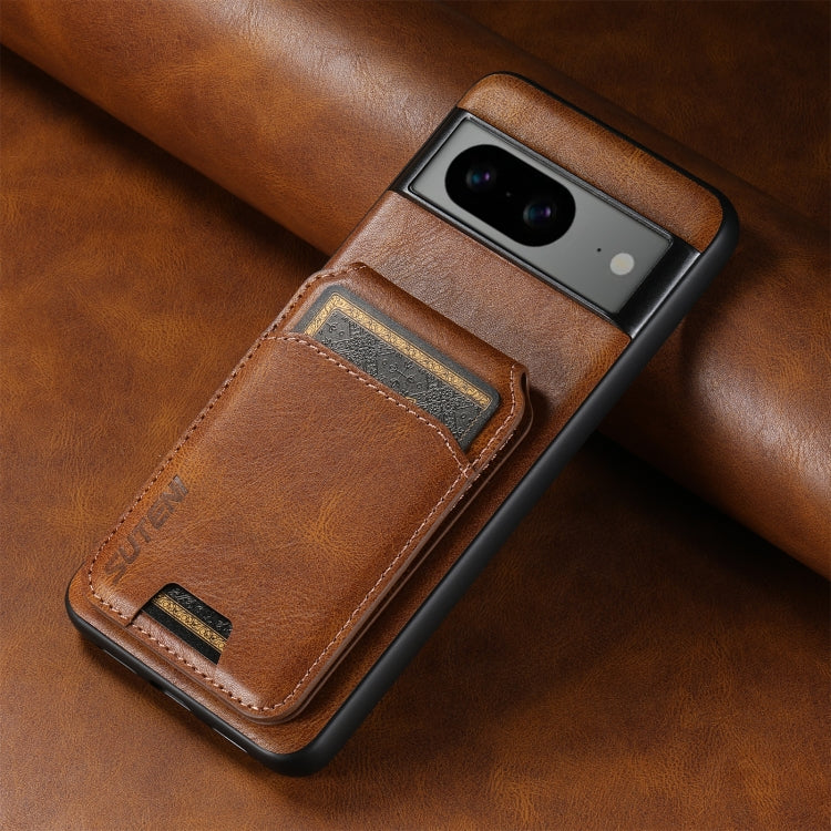For Google Pixel 8 Suteni H02 Leather Wallet Stand Back Phone Case(Brown)