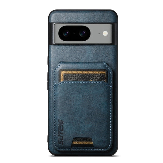 Pour l'étui de téléphone portefeuille en cuir Suteni H02 avec support pour Google Pixel 8 (bleu)