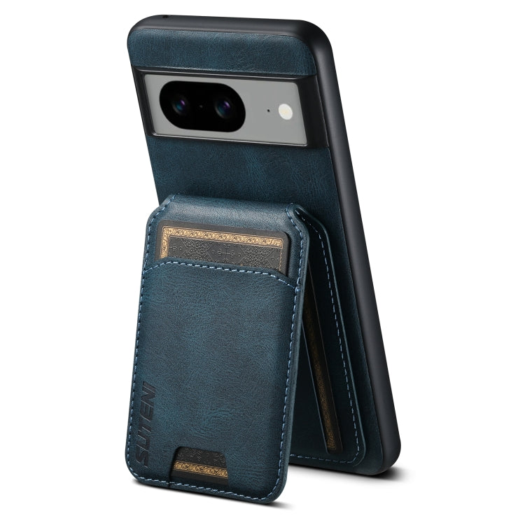 For Google Pixel 8 Suteni H02 Leather Wallet Stand Back Phone Case(Blue)