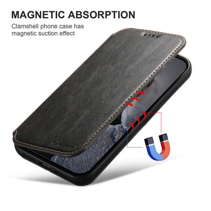 For iPhone 16 Suteni J05 Leather Magnetic MagSafe Phone Case(Black)