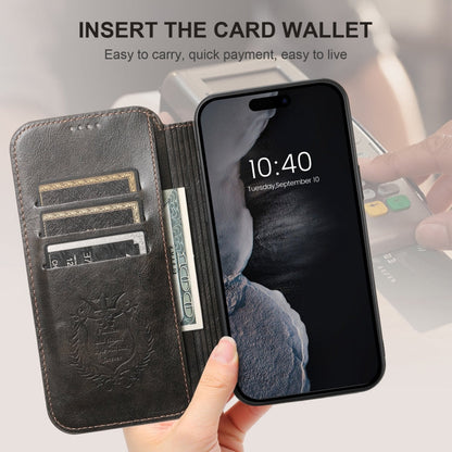 For iPhone 16 Suteni J05 Leather Magnetic MagSafe Phone Case(Black)