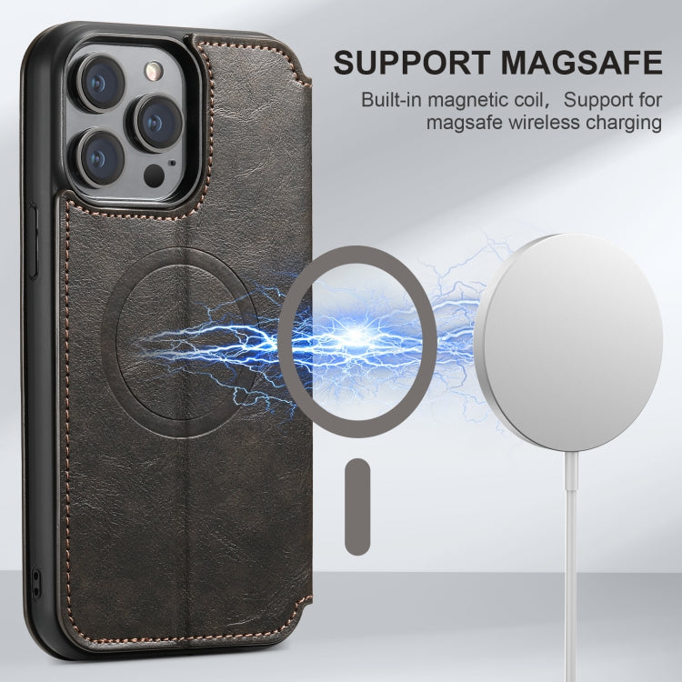 For iPhone 16 Pro Suteni J05 Leather Magnetic MagSafe Phone Case(Black)