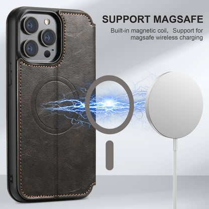 For iPhone 16 Pro Suteni J05 Leather Magnetic MagSafe Phone Case(Black)