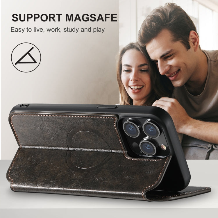 For iPhone 16 Pro Suteni J05 Leather Magnetic MagSafe Phone Case(Black)