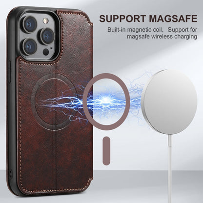 For iPhone 16 Pro Suteni J05 Leather Magnetic MagSafe Phone Case(Brown)