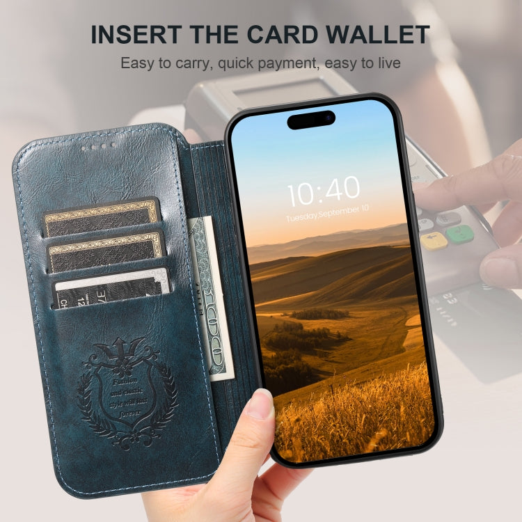 For iPhone 16 Pro Max Suteni J05 Leather Magnetic MagSafe Phone Case(Blue)