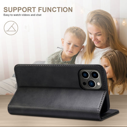 For iPhone 16 Pro Suteni Calf Texture Horizontal Flip Leather Phone Case(Black)