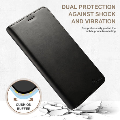 For iPhone 16 Plus Suteni Calf Texture Horizontal Flip Leather Phone Case(Black)