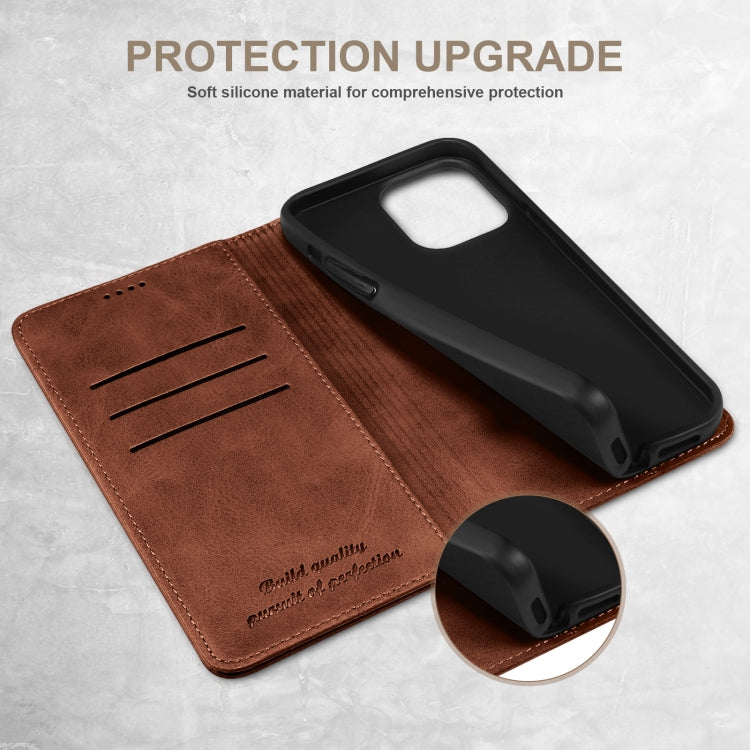 For iPhone 16 Plus Suteni Calf Texture Horizontal Flip Leather Phone Case(Brown)