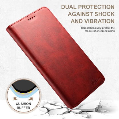 For iPhone 16 Pro Max Suteni Calf Texture Horizontal Flip Leather Phone Case(Red)