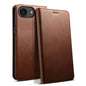 For iPhone 17e / 16e Suteni Calf Texture Horizontal Flip Leather Phone Case(Brown)