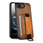 For iPhone 17e / 16e Suteni H13 Card Wallet Wrist Strap Holder PU Phone Case(Brown)