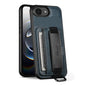 For iPhone 17e / 16e Suteni H13 Card Wallet Wrist Strap Holder PU Phone Case(Blue)