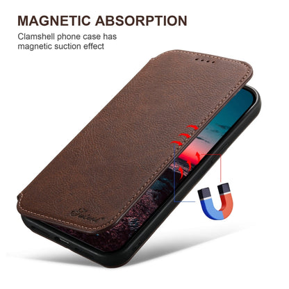 For iPhone 16 Suteni J06 Retro Matte Litchi Texture Leather MagSafe Phone Case(Brown)