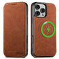 For iPhone 16 Pro Suteni J06 Retro Matte Litchi Texture Leather MagSafe Phone Case(Khaki)