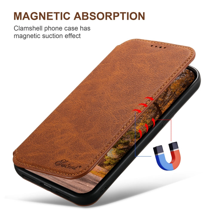 Pour iPhone 16 Plus Suteni J06 Coque de téléphone MagSafe en cuir mat rétro texture Litchi (Kaki)