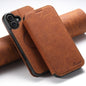 Pour iPhone 16 Plus Suteni J06 Coque de téléphone MagSafe en cuir mat rétro texture Litchi (Kaki)