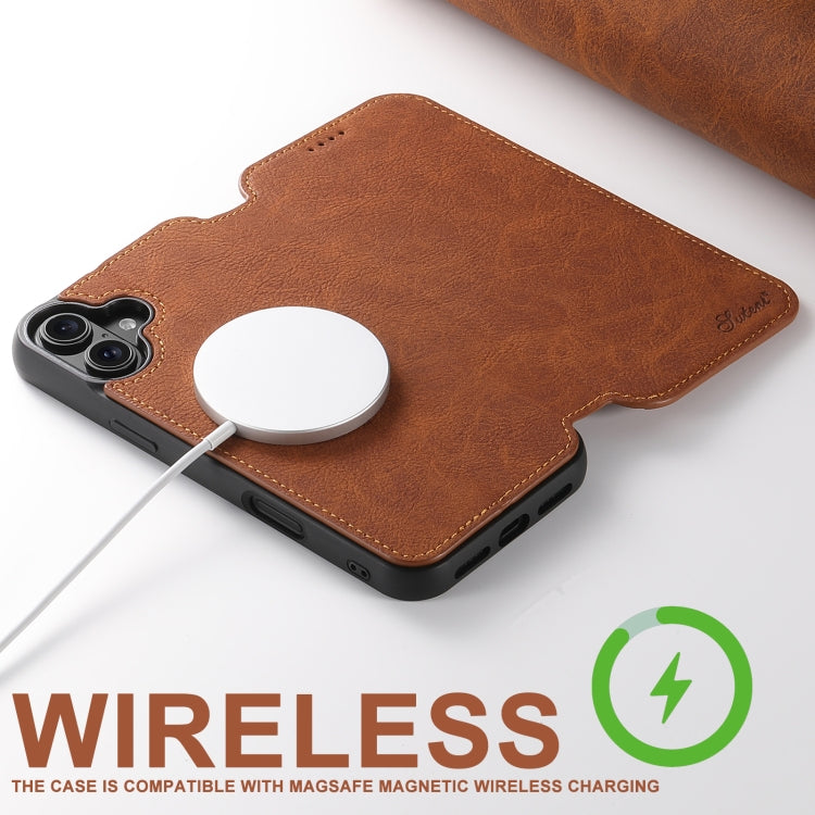 For iPhone 16 Pro Max Suteni J06 Retro Matte Litchi Texture Leather MagSafe Phone Case(Khaki)