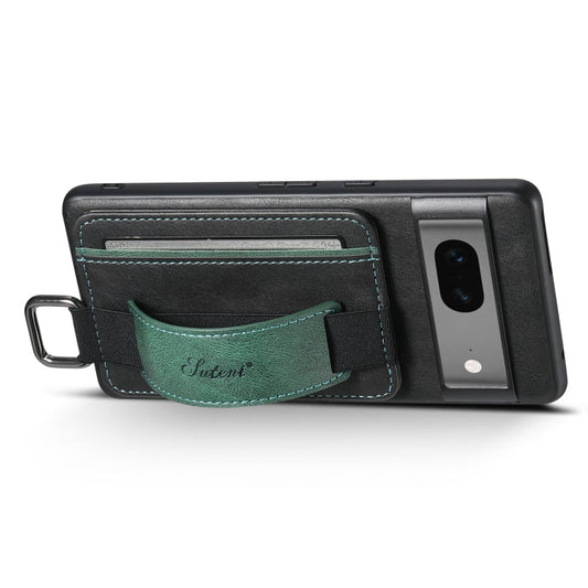 Pour la coque de téléphone en PU Suteni H13 avec porte-cartes et dragonne pour Google Pixel 8a (Noir)
