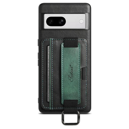 Pour la coque de téléphone en PU Suteni H13 avec porte-cartes et dragonne pour Google Pixel 8a (Noir)