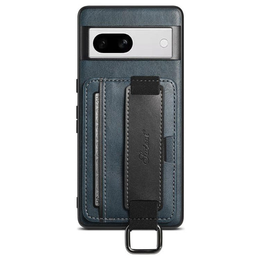 Pour Étui de téléphone en cuir PU Suteni H13 avec porte-cartes et dragonne pour Google Pixel 8a (bleu)