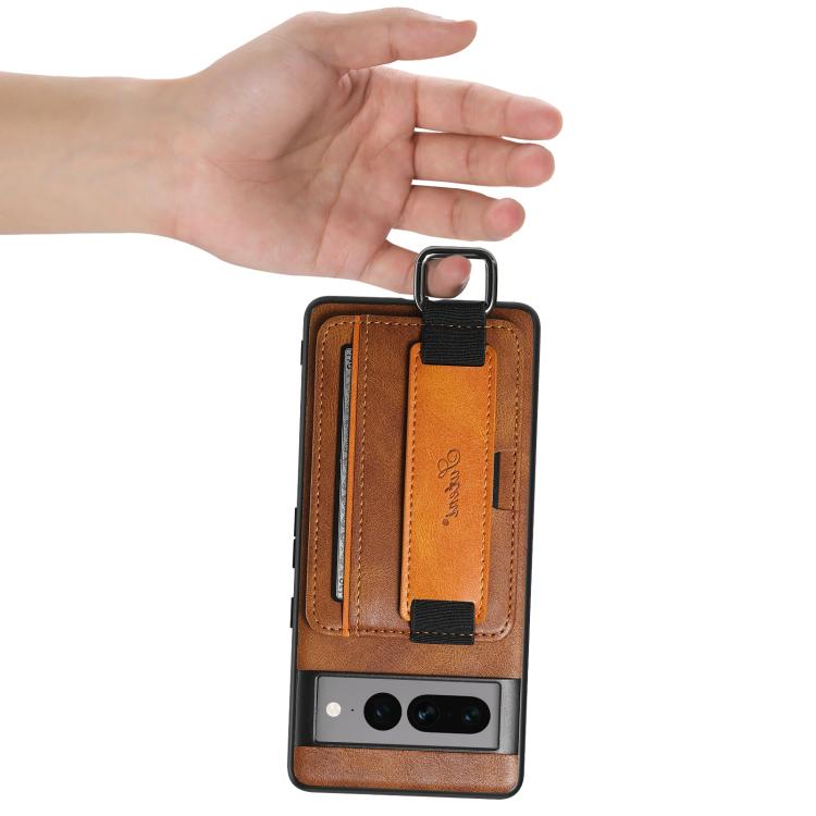 For Googel Pixel 8 Pro Suteni H13 Card Wallet Wrist Strap Holder PU Phone Case(Brown)