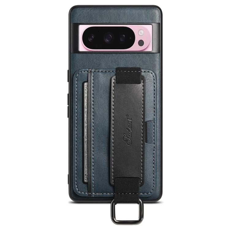 For Googel Pixel 10 Pro Suteni H13 Card Wallet Wrist Strap Holder PU Phone Case(Blue)