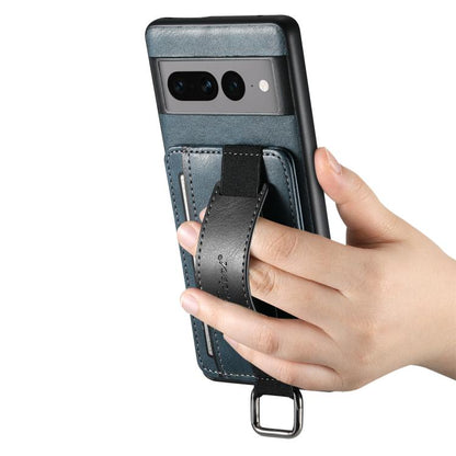 For Googel Pixel 10 Pro Suteni H13 Card Wallet Wrist Strap Holder PU Phone Case(Blue)