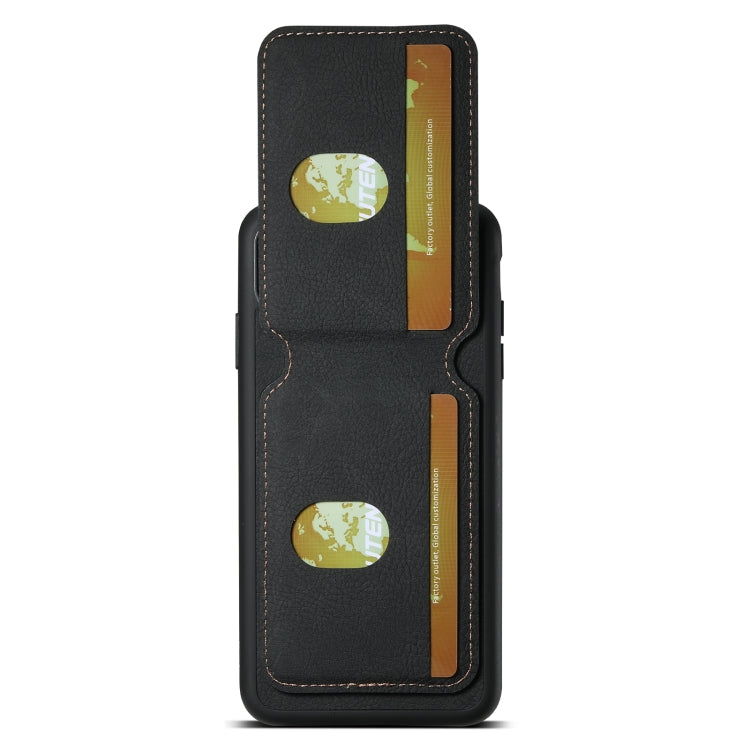 For iPhone X / XS Suteni H02 Litchi Leather Card Wallet Stand Back Phone Case(Black)
