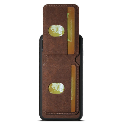 Pour iPhone X / XS Étui Portefeuille en Cuir Litchi Suteni H02 avec Support (Marron)