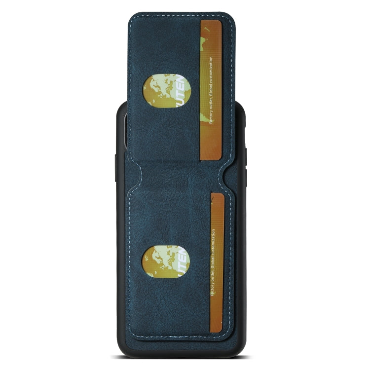 Pour iPhone X / XS Étui Portefeuille en Cuir Litchi Suteni H02 avec Béquille (Bleu)