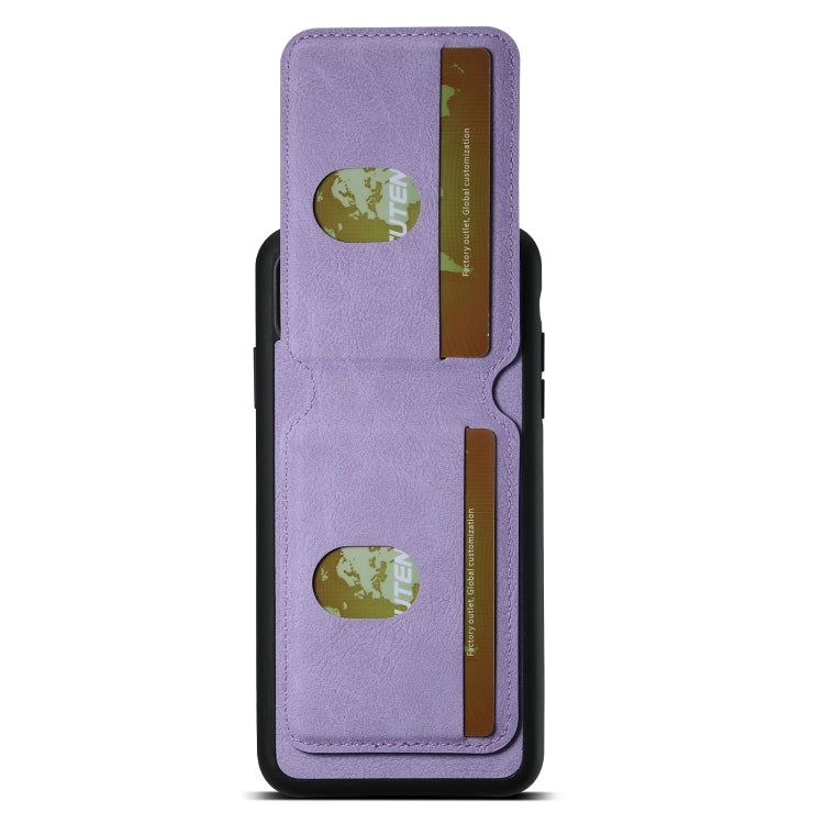 For iPhone XR Suteni H02 Litchi Leather Card Wallet Stand Back Phone Case(Purple)