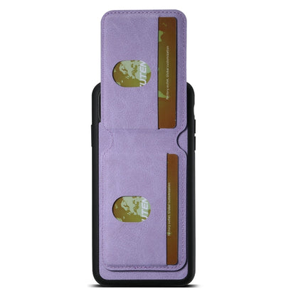 For iPhone XR Suteni H02 Litchi Leather Card Wallet Stand Back Phone Case(Purple)