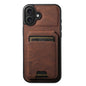 For iPhone 16 Suteni H02 Litchi Leather Card Wallet Stand Back Phone Case(Brown)