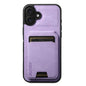 For iPhone 16 Plus Suteni H02 Litchi Leather Card Wallet Stand Back Phone Case(Purple)