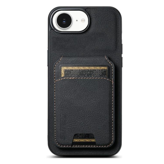 For iPhone 17e / 16e Suteni H02 Litchi Leather Card Wallet Stand Back Phone Case(Black)